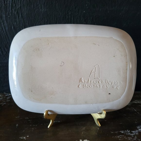 Vtg Andersen Design Studio Ceramic Decorative Plate, Sage and White Tree Design - Picture 4 of 5